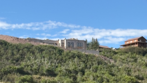 Custom off-grid mountain home under construction above Rockport Reservoir near Coalville, Utah.