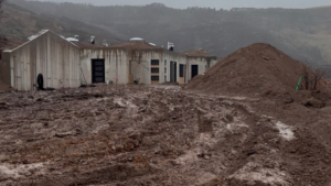 Winter road conditions during 2025 construction of custom underground home in Coalville, UT, near Park City, UT.